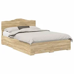 Krevetna konstrukcija s ladicama Sonoma hrast 150 x 200 cm Smeđa 203 x 153 x 90 cm