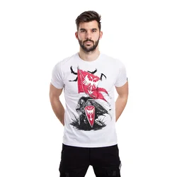 011Shop Muška majica kratkih rukava Vitez sa zastavom, Bela