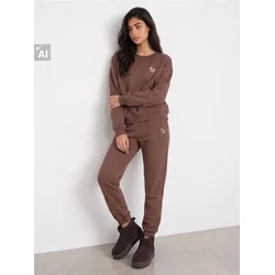Sinsay - Crewneck dukserica od pamuka s dekorativnom aplikacijom - kafa