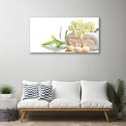 tulup.si Slika na steklu Spa brisače sveče orhideja 120x60 cm 2 obešalnika