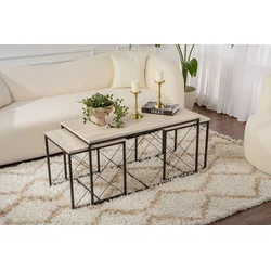 Hanah Home Set klub stolova Defne, Krem-crni