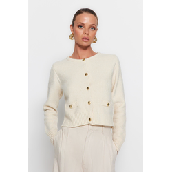 Trendyol Ecru Premium Yarn/Special Yarn Knitwear Cardigan