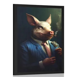 Plakat živalski gangster prašič - 40x60 silver