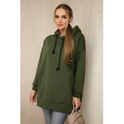 Insulated sweatshirt with khaki press studs
