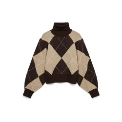 VERO MODA Pulover VMDarla kapučino/črna