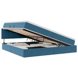 Krevet s od storage s madracem Tamno plava 200 x 200 cm Baršun