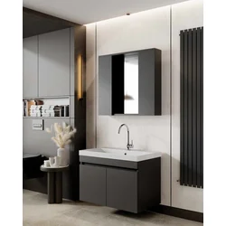 Skye Decor Set kupatilskog ormarića sa umivaonikom i ogledalom, 2 dela, Antracit