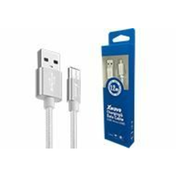 XWAVE Kabl USB2.0 na Micro USB 1.2M/ 2A/ aluminium/ upleten/ srebrni