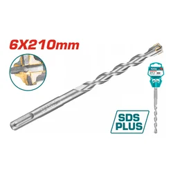 TOTAL SDS plus burgija 6 X 210mm, krstasti vrh