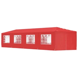 Šator za zabave 1200 x 300 x 255 cm Crvena PE i čelik