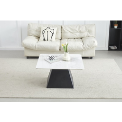 Klub sto CT 6050 Chanel Bela keramička ploča/Crno metalno postolje 800x800x430mm ( 800-603 )