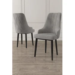 Hanah Home Set stolica Trex, 46x95x42 cm, 6 komada, Sivo-crne