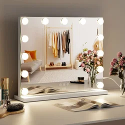 Bolzz LED ogledalo za šminkanje Mili 50 × 40 cm, Hollywood stil, belo