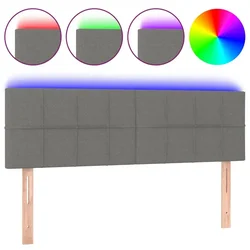 Vidaxl LED posteljno vzglavje temno sivo 144x5x78/88 cm blago