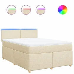 Vidaxl Box spring postelja z vzmetnico krem 140x200 cm blago