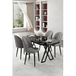 Hanah Home Trpezarijski set, 5 komada, Sivi