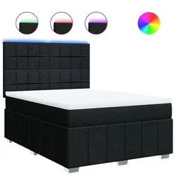 Vidaxl Box spring postelja z vzmetnico črna 140x200 cm blago
