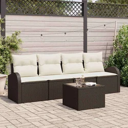 Vidaxl Vrtna sedežna garnitura Rjava 55 x 55 x 37 cm poli ratan