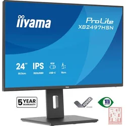 23.8 Iiyama ProLite XB2497HSN-B1, IPS, 1920x1080, 100Hz, 1ms MPRT, 1500:1, 350cd/m2, speakers, pivot, HDMI/DP/USB/USB type-C/LAN