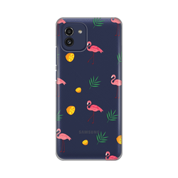 TELEMPIRE Silikonska maska za telefon Print Skin za Samsung A035G Galaxy A03 Flamingos providna