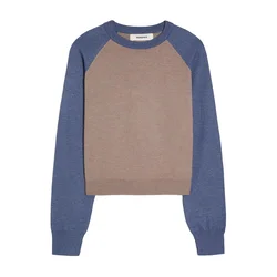 Bershka Pulover mornarska/svetlo rjava