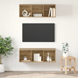 Set TV komoda Zidne 2 pcs Umjetnički hrast 37 x 37 x 107 cm