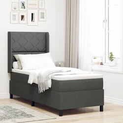 vidaXL Postelja Box Spring z Vzmetnico Temno Siva 80x200 cm