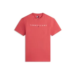 Tommy Jeans Majica  svetlo rdeča / bela