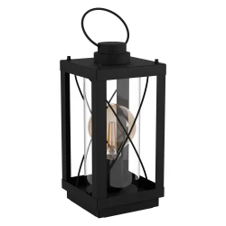 EGLO stona lampa BRADFORD 1 E27 40,5 cm crni fenjer providno staklo 43624