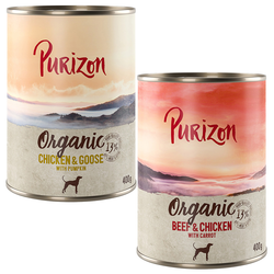 10 + 2 gratis! Purizon Adult 12 x 400 / 800 g - Mješovito pakiranje: 6 x piletina s guščetinom, 6 x govedina s piletinom 12 x 400 g