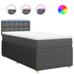 Vidaxl Box spring postelja z vzmetnico temno siva 90x200 cm blago