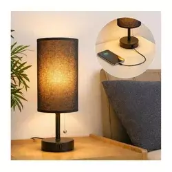 Brilagi - Stona lampa sa USB priključkom TABLON 1xE27/25W/230V crna