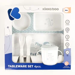 KikkaBoo Set posuđa 4 dela Dinosaur Blue (KKB40091)