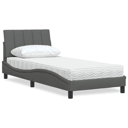 vidaXL Postelja z vzmetnico temno siva 90x200 cm blago