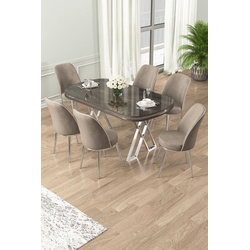 Hanah Home Set Trpezarijski sto i 6 stolica Lai, Bež