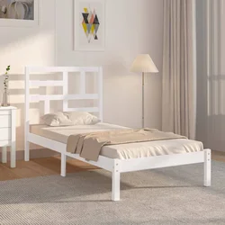 Okvir za krevet od masivnog drva bijeli 75 x 190 cm mali