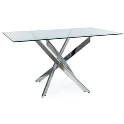 Casa Padrino luxury dining table silver 140 x 80 x H. 75 cm - Rectangular dining room table with tempered glass top - Dining room furniture - Kitchen furniture