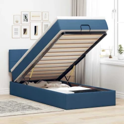 Otomanski krevet s madracem i LED plavi 90x200 cm tkanine