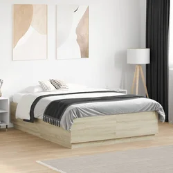 Okvir za krevet s LED svjetlima boja hrasta 120 x 190 cm drveni