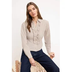 Trendyol Bluza svetlo rjava / bela