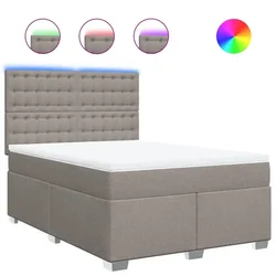 Vidaxl Box spring postelja z vzmetnico taupe 140x200 cm blago
