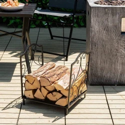 UNBRANDED Stojalo za drva Kovinsko stojalo za drva lahko drži do 60 kg Stojalo za drva 37 x 32 x 39,5 cm črno