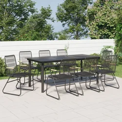9-dijelni vrtni blagovaonski set od PVC ratana crni