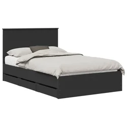 Vidaxl Konstrukcija postelje Črna 120 x 190 cm Inženirsko leseno