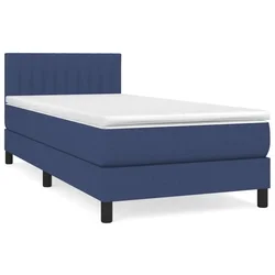 Vidaxl Box spring postelja z vzmetnico moder 90x190 cm blago