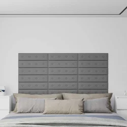 Zidna uzglavlja 12 pcs Sivi 60 x 15 cm Lažna koža