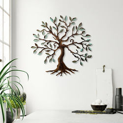 Stenska dekoracija 42x70 cm drevo kovina