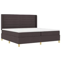 Vidaxl Postelja z vzmetnico z vzmetnico z LED Rjava 200 x 200 cm blago