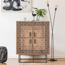 Hanah Home Komoda Quantum 93x115x36cm Bež-Crna