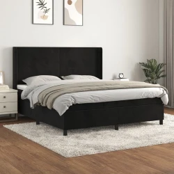 Greatstore Box spring postelja z vzmetnico črna 160x200 cm žamet